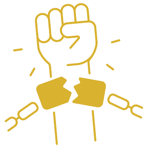 Icon: a raised fist breaking a chain
