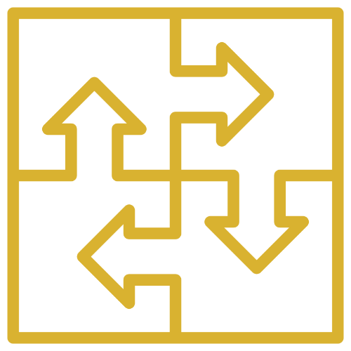 Icon: arrows circulating inside a square